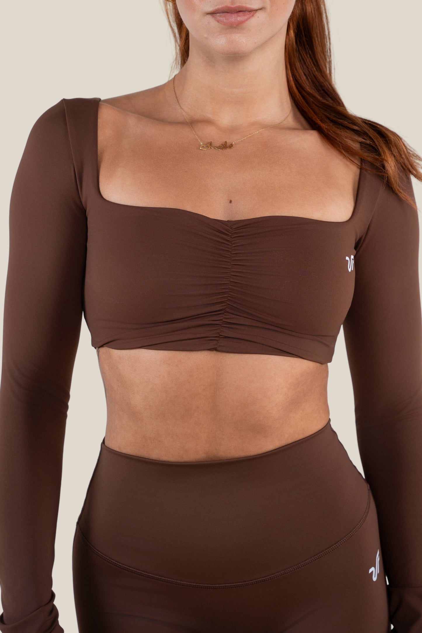 Ruched Front Long Sleeve Crop