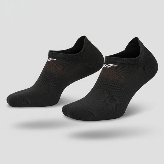 UltraFit Black No-Show Socks — Front Logo Mockup